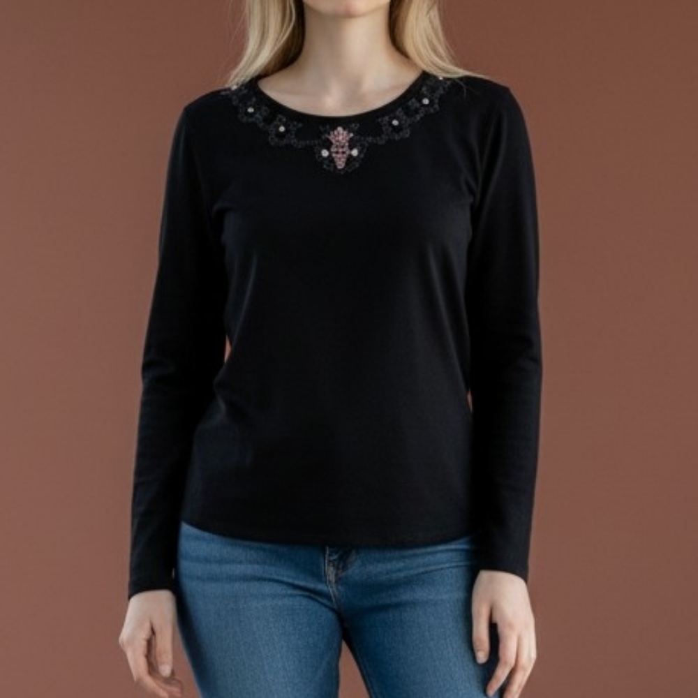 3/$30 Vtg MARY KAY Rhinestone Heart Jewel Embellished T-shirt Size Medium